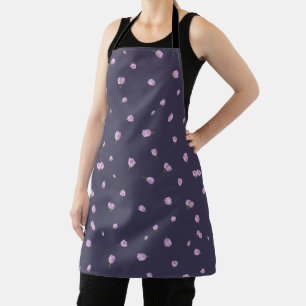 Deep Aubergine Japanese Purple Tulip Floral Patter Apron