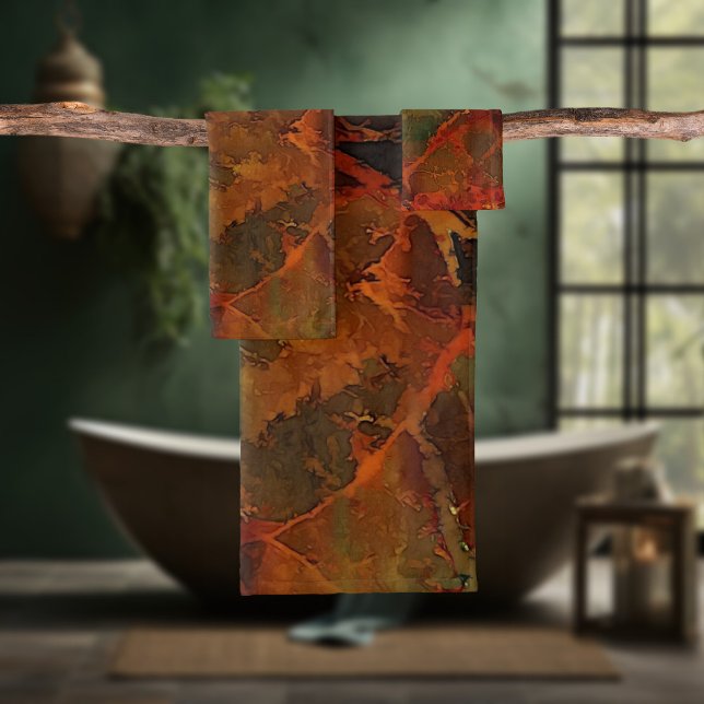 Deep Autumn Rich Earthy Abstract Fall Bath Towel Set (Creator Uploaded)