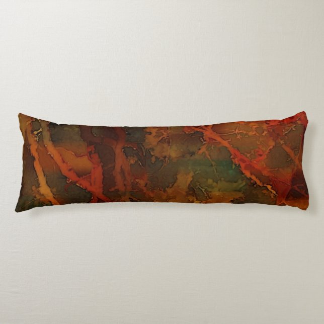 Deep Autumn Rich Earthy Abstract Fall Body Cushion (Front)