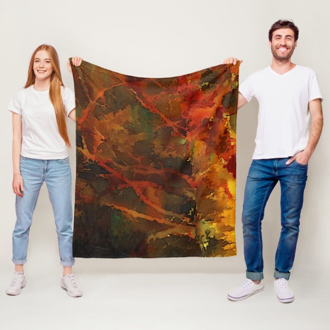 Deep Autumn Rich Earthy Abstract Fall Fleece Blanket (In Situ)