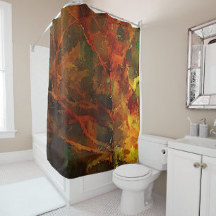 Deep Autumn Rich Earthy Abstract Fall Shower Curtain