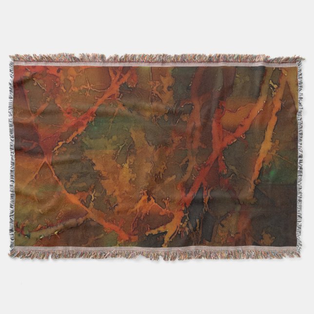 Deep Autumn Rich Earthy Abstract Fall Throw Blanket (Front)