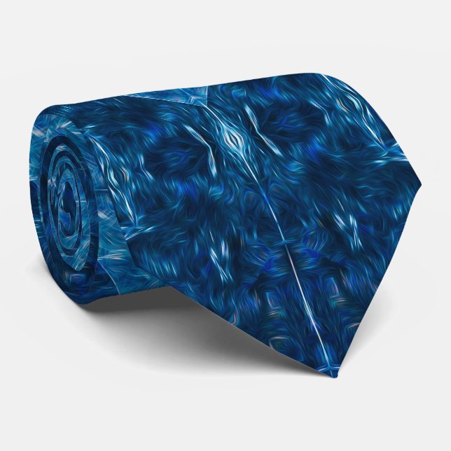 Deep Azure Reflection Tie (Rolled)