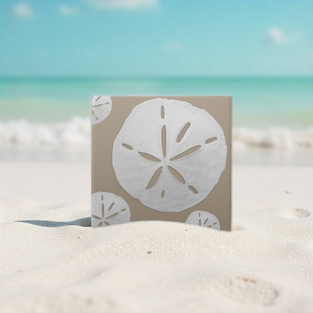 Deep Beige & White Tropical Beach Sand Dollar Tile (Creator Uploaded)