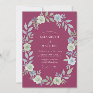 Deep Berry Painted Wreath Wedding Invitation