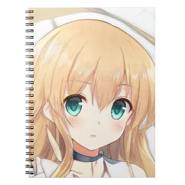 Deep blonde girl green eyes anime manga  notebook (Front)