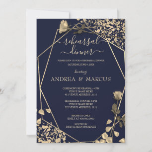 Deep Blue and Champagne Wedding Rehearsal Dinner