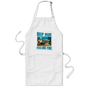 Deep Blue and Feeling Fine Mermaid and Dolphin Long Apron