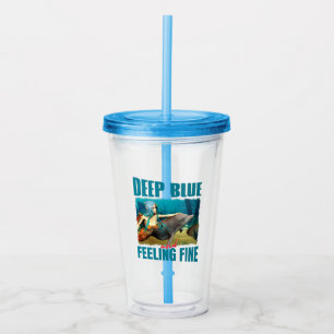 Deep Blue and Feeling Fine Mermaid Dolphin Art Acrylic Tumbler