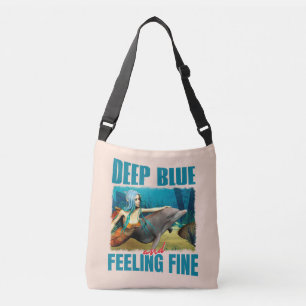 Deep Blue and Feeling Fine Mermaid Dolphin Art Crossbody Bag