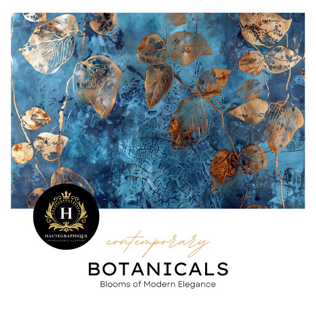 Deep Blue and Gold Leaf Tissue Paper (Creator Uploaded)