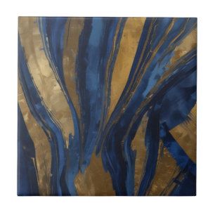 Deep blue and golden Ceramic Tile