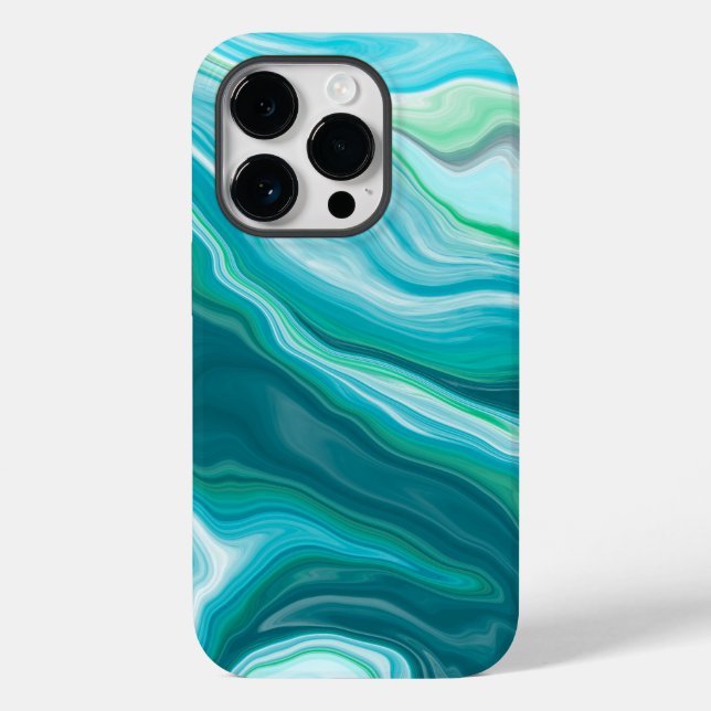 Deep Blue and Teal Green Ocean Marble Art  Case-Mate iPhone Case (Back)