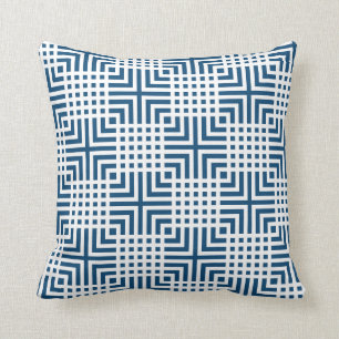 Deep Blue And White Japanese Print Toss Pillows