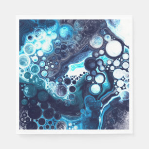 Deep Blue and White Marble Fluid Art    Napkin