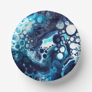 Deep Blue and White Marble Fluid Art   Paper Plate