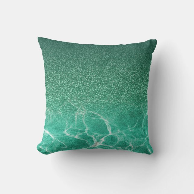 Deep Blue Aqua Glitter Pillow (Front)
