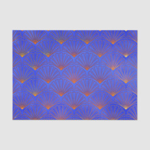 Deep blue, Asian Fan Pattern,art deco, pattern,vin Tissue Paper