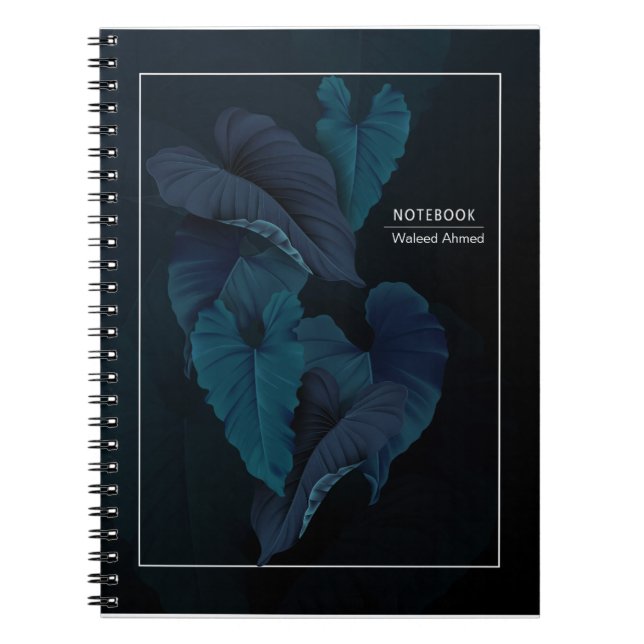 Deep Blue Botanical Dreams Spiral Notebook (Front)