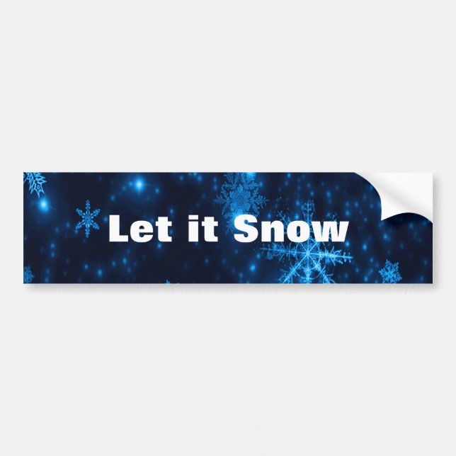 Deep Blue & Bright Snowflakes Bumper Sticker (Front)