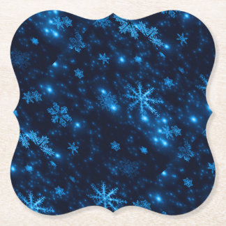 Deep Blue & Bright Snowflakes Chipboard Coasters
