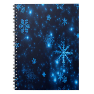 Deep Blue & Bright Snowflakes Spiral Notebook