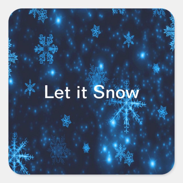 Deep Blue & Bright Snowflakes Square Stickers (Front)