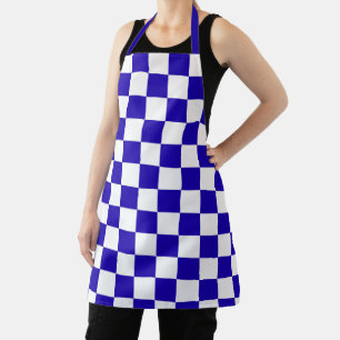 Deep blue chequered apron