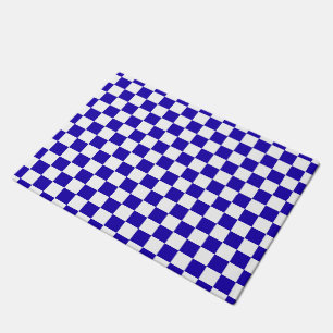 Deep blue chequered doormat