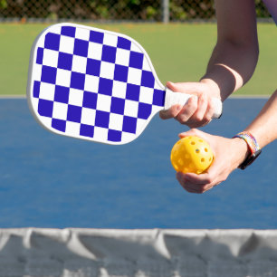 Deep blue chequered pickleball paddle