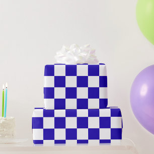 Deep blue chequered  wrapping paper