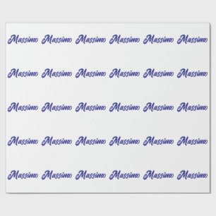 Deep Blue Color Plain Modern Own Name Calligraphy Wrapping Paper
