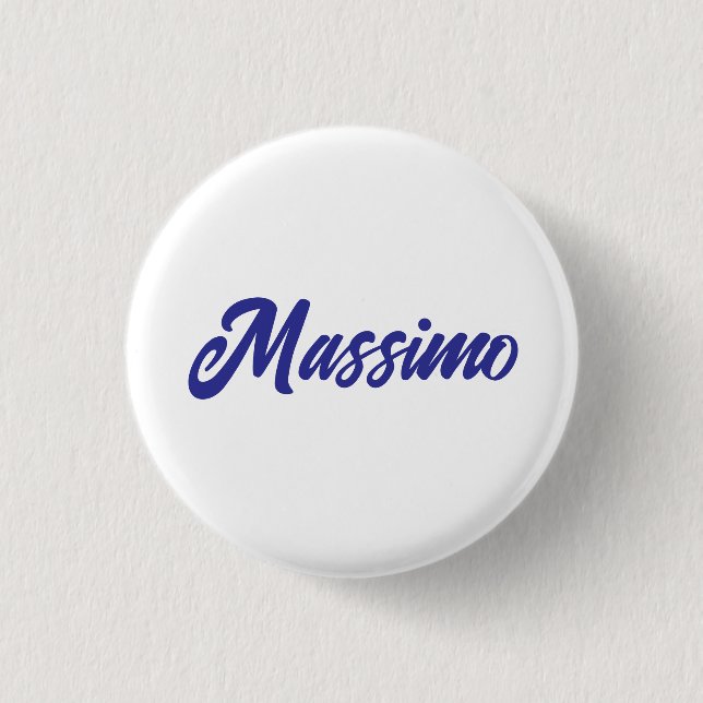 Deep Blue Colour Plain Modern Own Name Calligraphy 3 Cm Round Badge (Front)