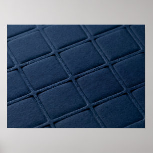 Deep Blue Debossed Grid Texture Poster