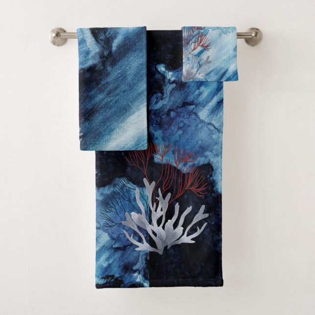 Deep Blue Depths of the Sea Bath Towel Set (Insitu)