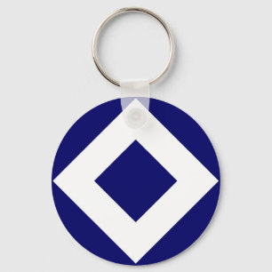 Deep Blue Diamond, Bold White Border Key Ring