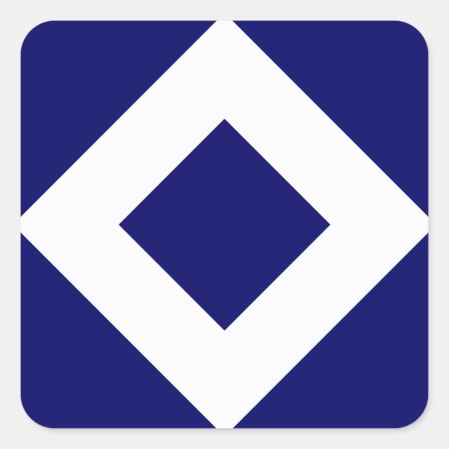 Deep Blue Diamond, Bold White Border Square Sticker (Front)