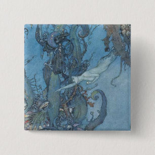 Deep Blue Dream Vintage Mermaid Button