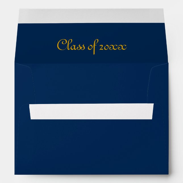 Deep Blue & Elegant Gold Typography Graduation  Envelope (Back (Bottom))