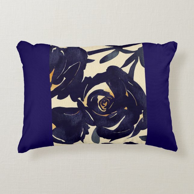 Deep blue floral decorative cushion (Front)