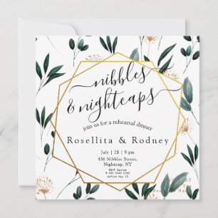 Deep Blue Floral Rehearsal Dinner Invitation