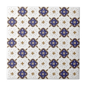 Deep blue flowers pattern tile