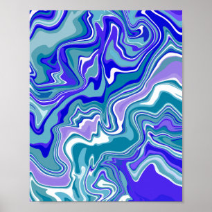 Deep Blue Fluid Abstract Art Poster