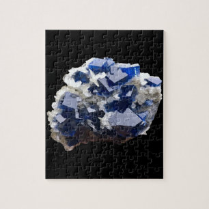 Deep Blue Fluorite Crystal Calcite Flake Geology Jigsaw Puzzle