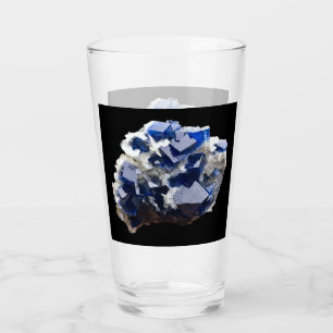 Deep Blue Fluorite Crystal & Flake Calcite Custom Glass