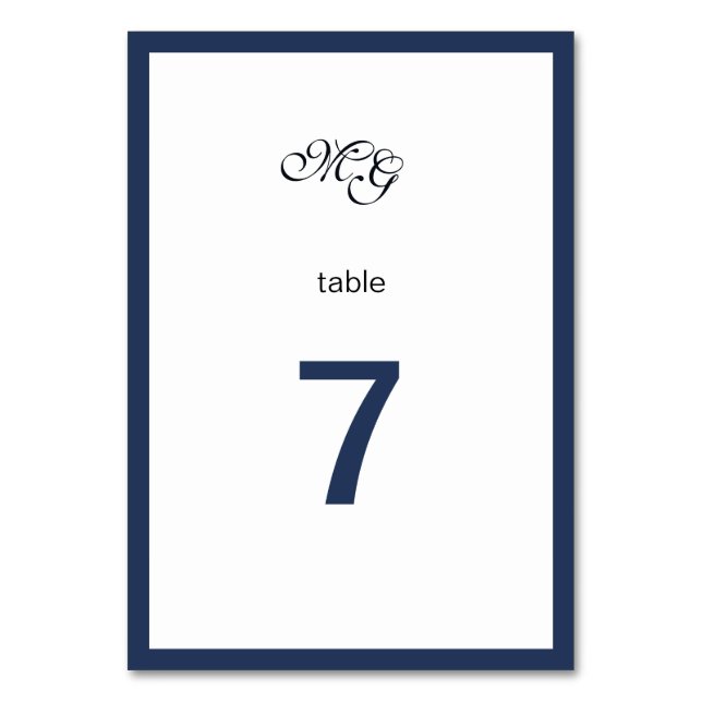 Deep blue Frame. Modern stylish wedding Table Numb Table Number (Front)