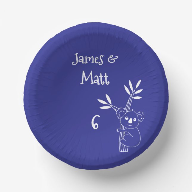 Deep Blue Fun Australian Animals Birthday  Paper Plate (Front)