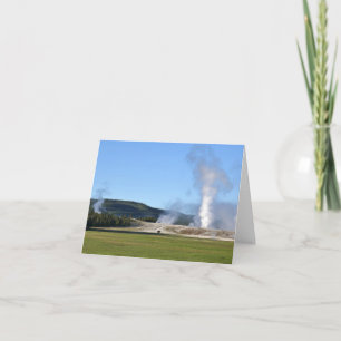 Deep Blue Geyser and Bison at Yellowstone Card