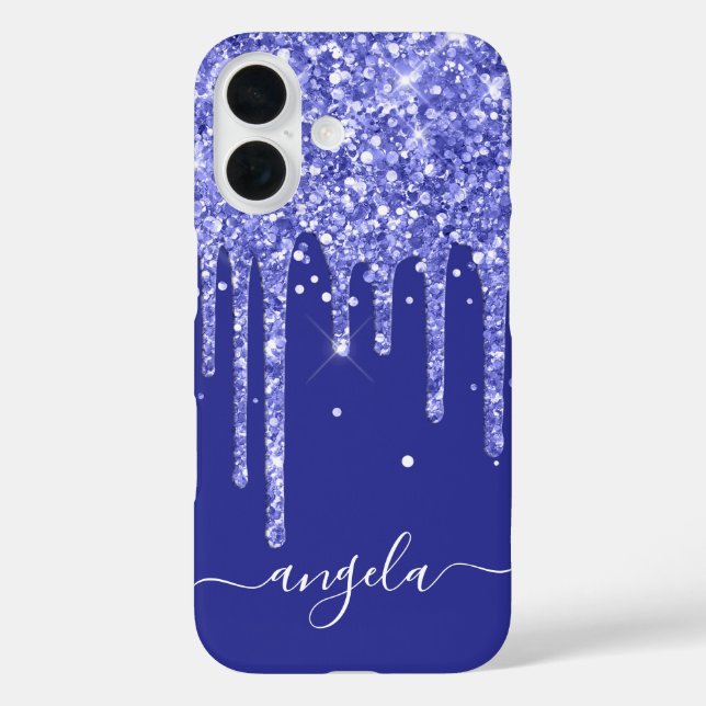 Deep Blue Glitter Drips Glam Signature Case-Mate iPhone Case (Back)