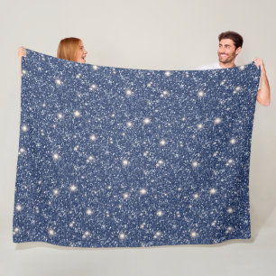 Deep Blue Glitter Fleece Blanket